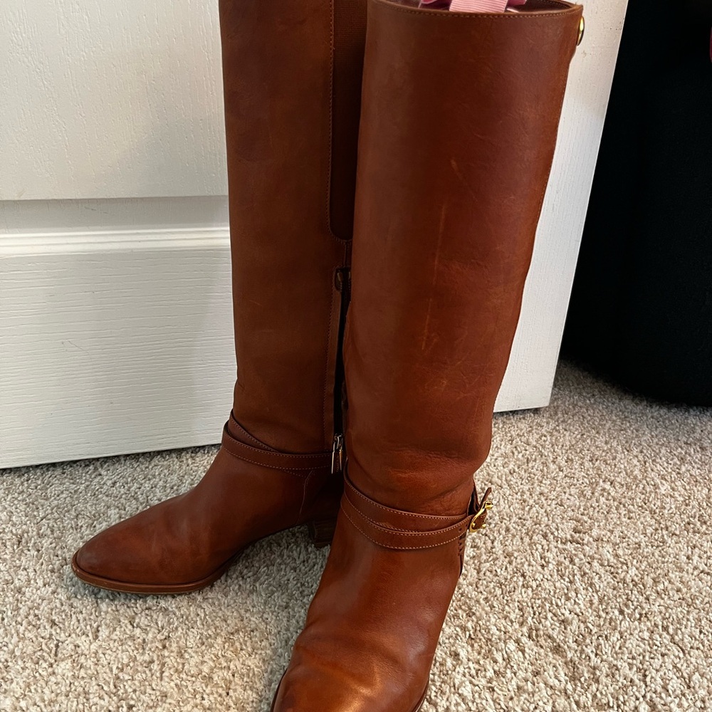 Sarah Flint Tall Over-the-Knee Leather Boots - Chestnut Brown
